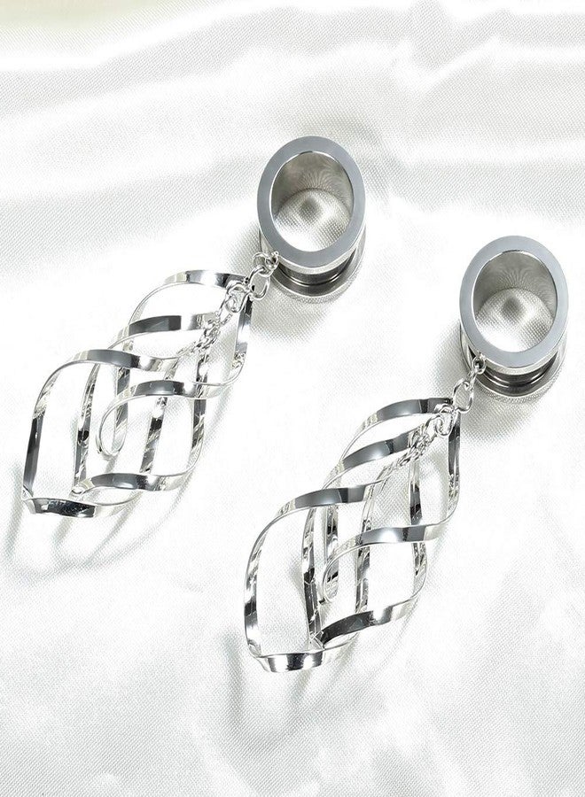 TBOSEN 8 PCS Stainless Steel Screw Ear Gauges Large Dangle Plugs Tunnels Expander Body Piercing Jewelry Set - Image 5